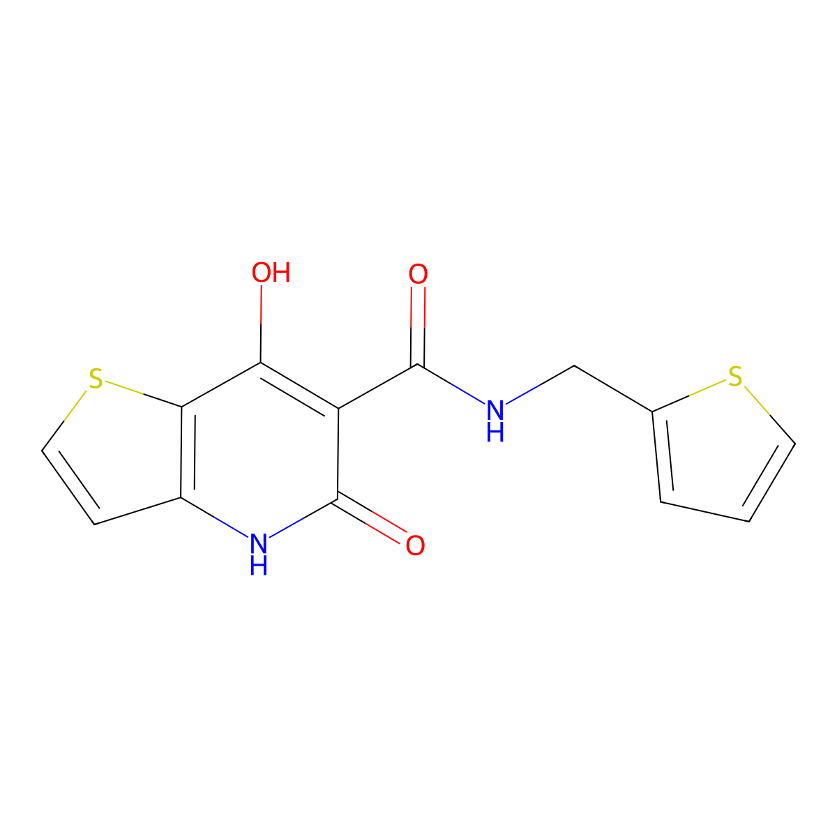 7-hydroxy-5-oxo-N-(thiophen-2-ylmethyl)-4,5-dihydrothieno[3,2-b]pyridine-6-carboxamide molecular structure, CAS 1251622-78-2