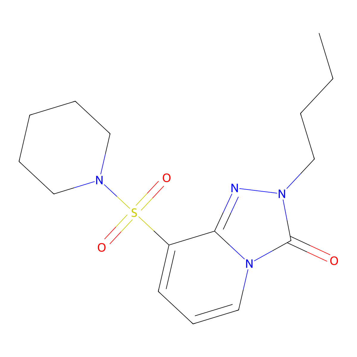 2-butyl-8-(piperidin-1-ylsulfonyl)-[1,2,4]triazolo[4,3-a]pyridin-3(2H)-one molecular structure, CAS 1251622-80-6