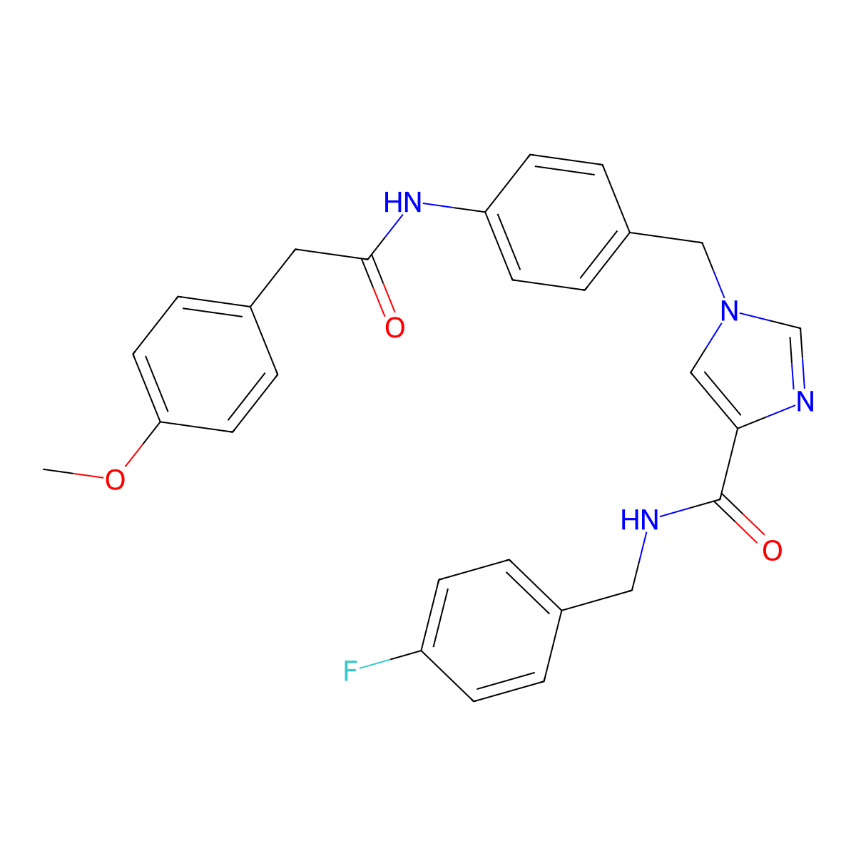 N-(4-fluorobenzyl)-1-(4-(2-(4-methoxyphenyl)acetamido)benzyl)-1H-imidazole-4-carboxamide molecular structure, CAS 1251622-85-1