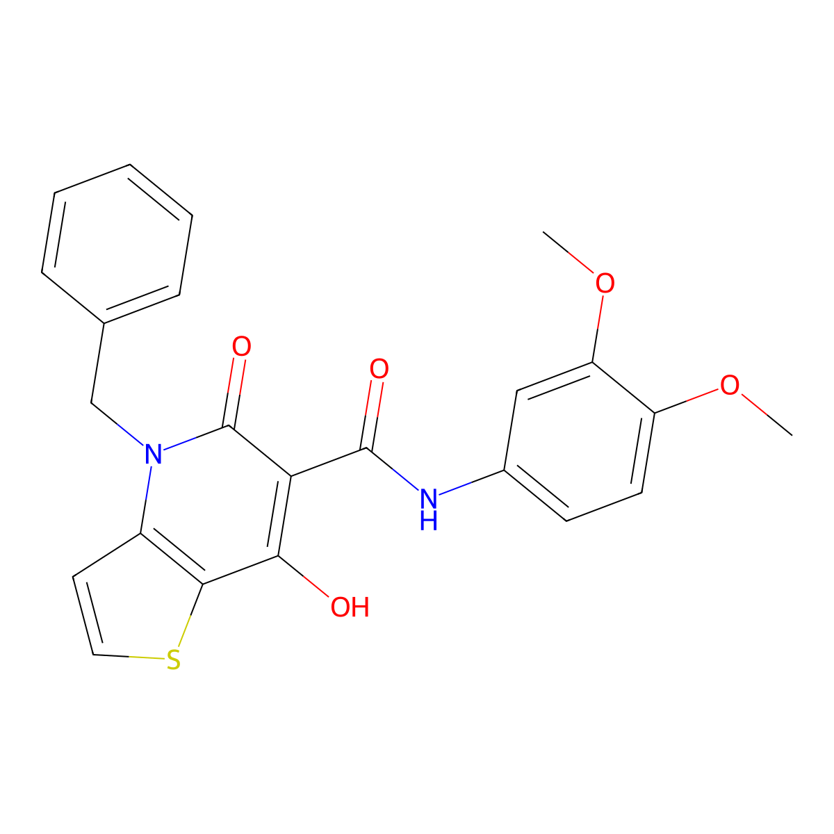 4-benzyl-N-(3,4-dimethoxyphenyl)-7-hydroxy-5-oxo-4H,5H-thieno[3,2-b]pyridine-6-carboxamide molecular structure, CAS 1251622-86-2