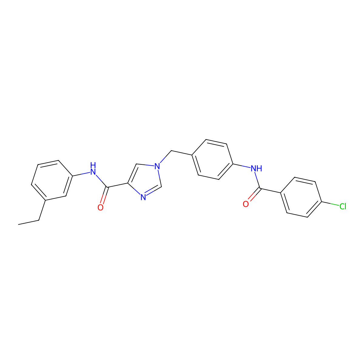 1-(4-(4-chlorobenzamido)benzyl)-N-(3-ethylphenyl)-1H-imidazole-4-carboxamide molecular structure, CAS 1251622-88-4