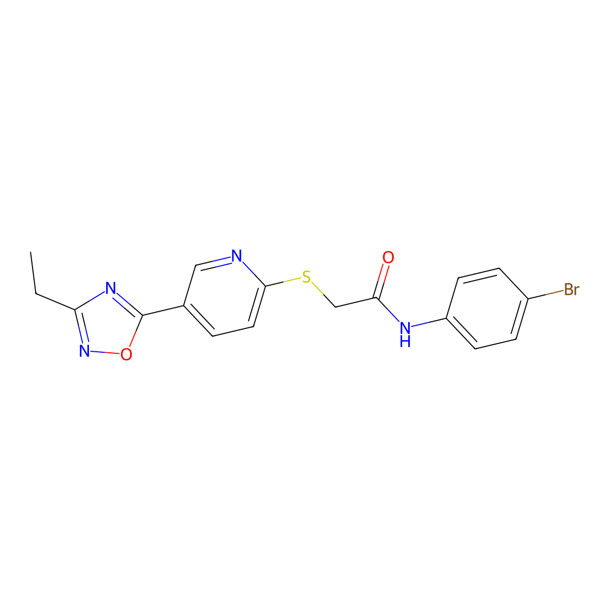 N-(4-bromophenyl)-2-{[5-(3-ethyl-1,2,4-oxadiazol-5-yl)pyridin-2-yl]sulfanyl}acetamide molecular structure, CAS 1251622-91-9