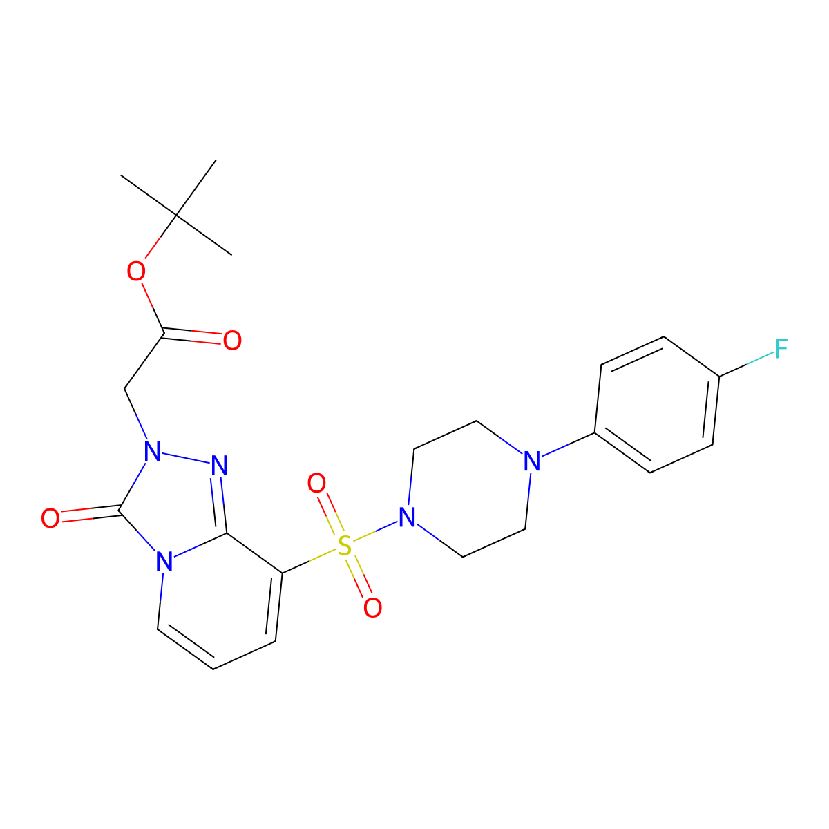 tert-butyl 2-(8-((4-(4-fluorophenyl)piperazin-1-yl)sulfonyl)-3-oxo-[1,2,4]triazolo[4,3-a]pyridin-2(3H)-yl)acetate molecular structure, CAS 1251623-03-6