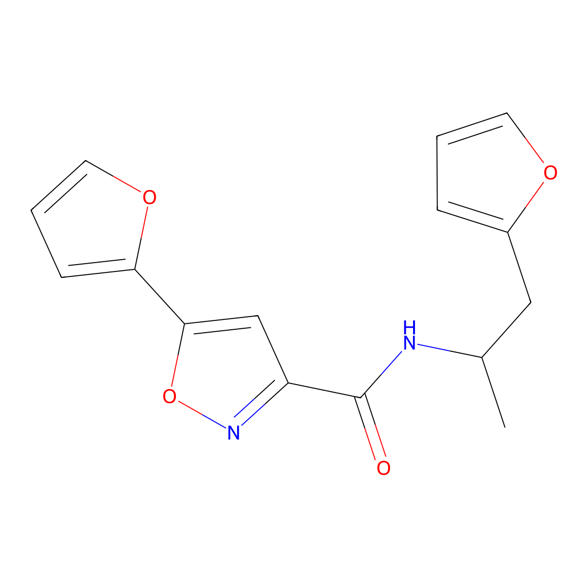 5-(furan-2-yl)-N-(1-(furan-2-yl)propan-2-yl)isoxazole-3-carboxamide molecular structure, CAS 1251623-04-7