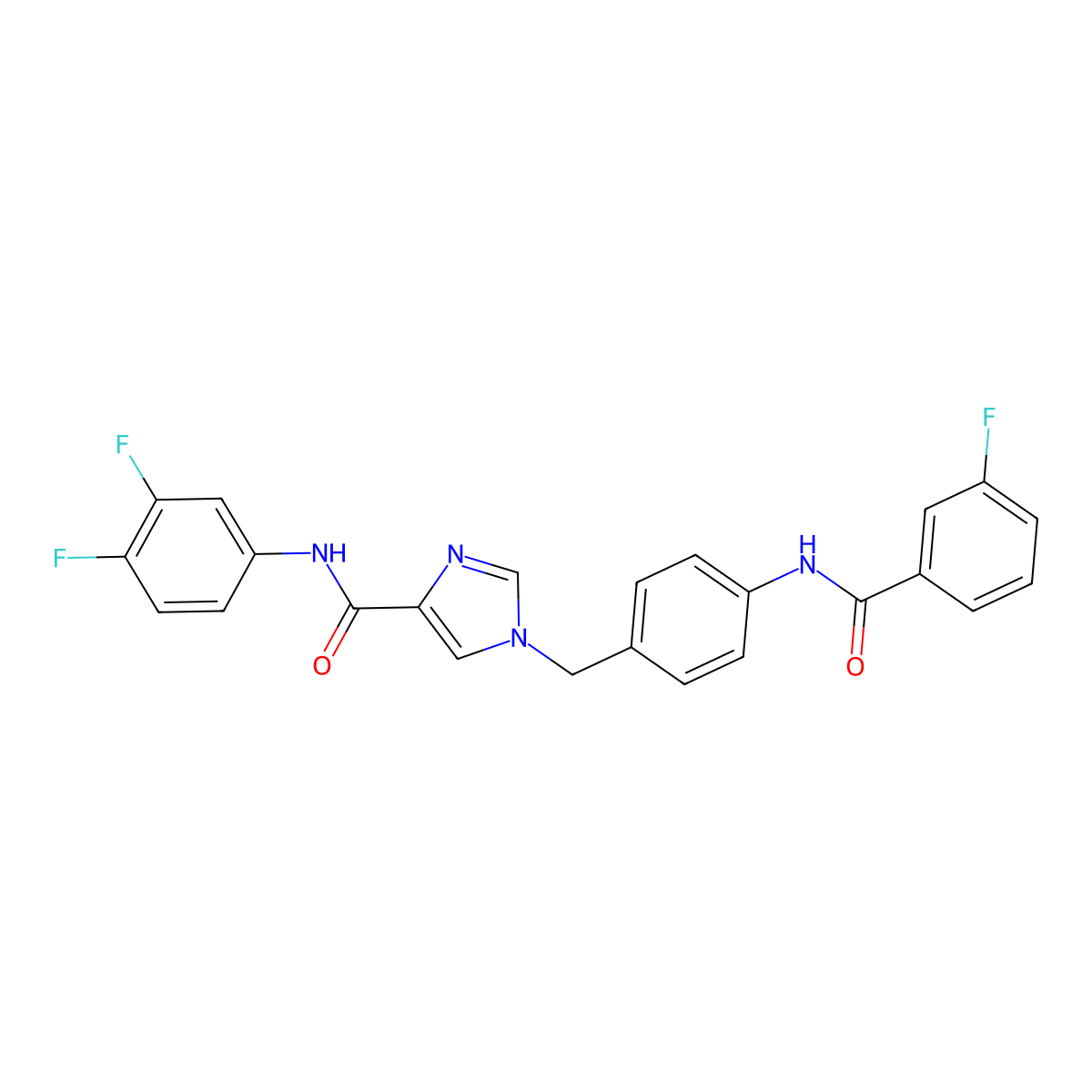 N-(3,4-difluorophenyl)-1-(4-(3-fluorobenzamido)benzyl)-1H-imidazole-4-carboxamide molecular structure, CAS 1251623-12-7
