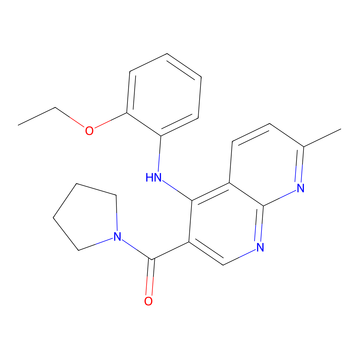 (4-((2-Ethoxyphenyl)amino)-7-methyl-1,8-naphthyridin-3-yl)(pyrrolidin-1-yl)methanone molecular structure, CAS 1251623-20-7