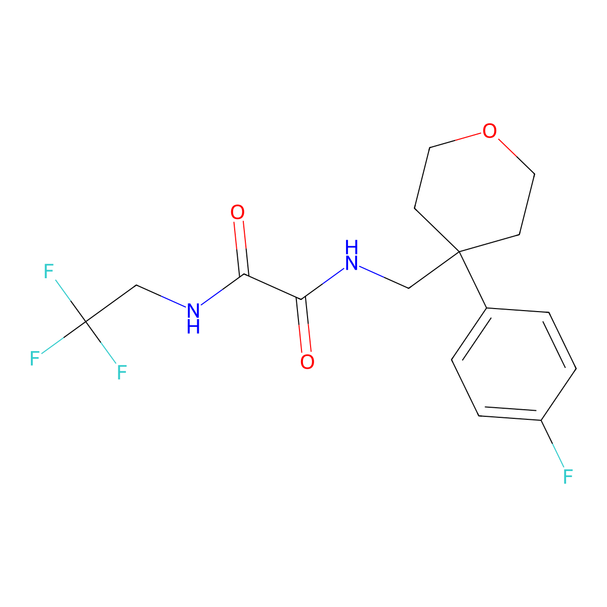 N1-((4-(4-fluorophenyl)tetrahydro-2H-pyran-4-yl)methyl)-N2-(2,2,2-trifluoroethyl)oxalamide molecular structure, CAS 1251623-27-4