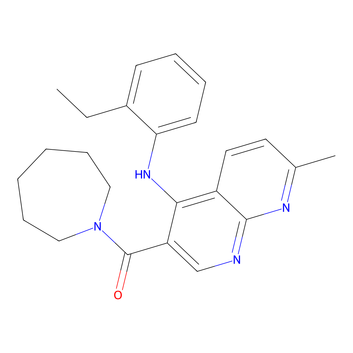 3-(azepane-1-carbonyl)-N-(2-ethylphenyl)-7-methyl-1,8-naphthyridin-4-amine molecular structure, CAS 1251623-35-4