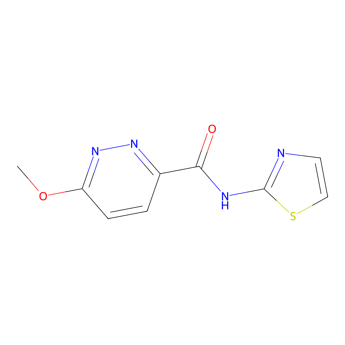 6-methoxy-N-(thiazol-2-yl)pyridazine-3-carboxamide molecular structure, CAS 1251623-37-6