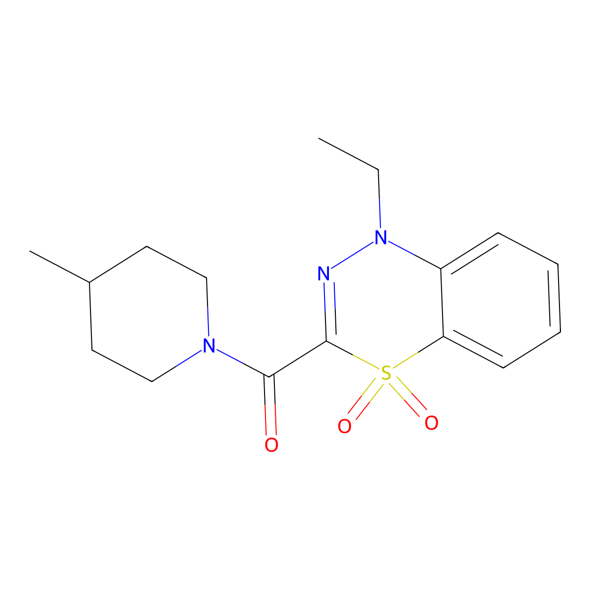 1-ethyl-3-[(4-methylpiperidino)carbonyl]-4lambda~6~,1,2-benzothiadiazine-4,4(1H)-dione molecular structure, CAS 1251623-49-0