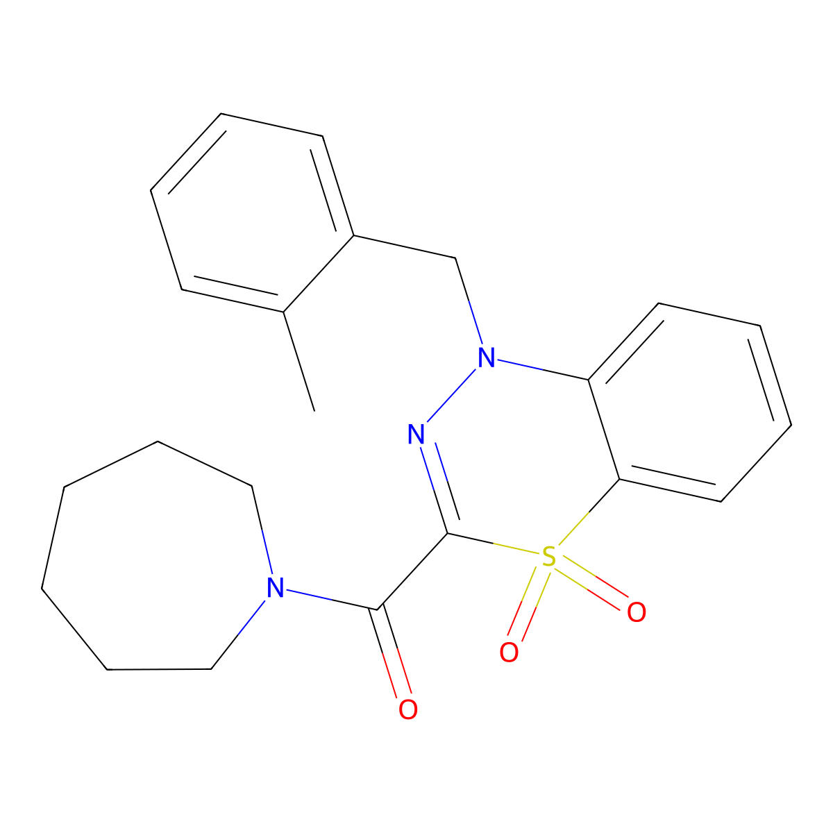 3-(azepane-1-carbonyl)-1-[(2-methylphenyl)methyl]-1H-4lambda6,1,2-benzothiadiazine-4,4-dione molecular structure, CAS 1251623-53-6
