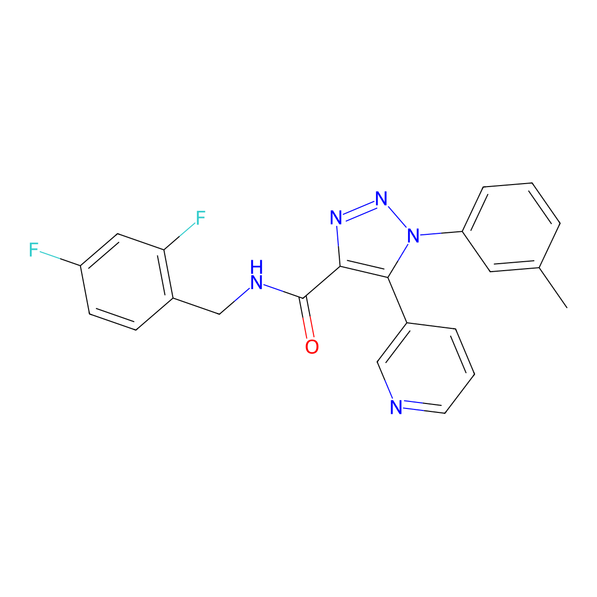 N-[(2,4-difluorophenyl)methyl]-1-(3-methylphenyl)-5-(pyridin-3-yl)-1H-1,2,3-triazole-4-carboxamide molecular structure, CAS 1251623-56-9