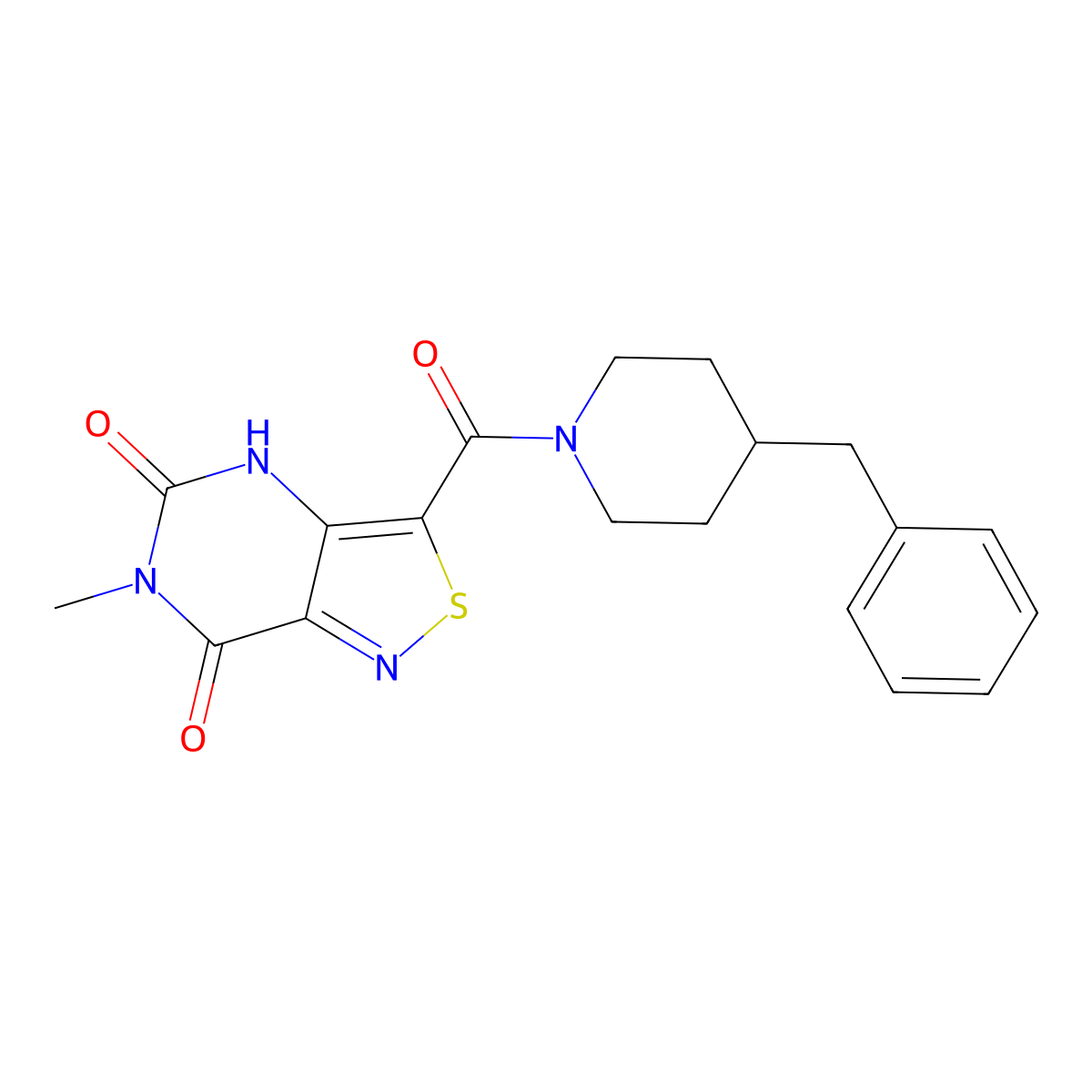 3-(4-benzylpiperidine-1-carbonyl)-6-methylisothiazolo[4,3-d]pyrimidine-5,7(4H,6H)-dione molecular structure, CAS 1251623-58-1