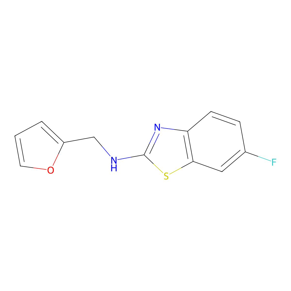 6-fluoro-N-[(furan-2-yl)methyl]-1,3-benzothiazol-2-amine molecular structure, CAS 1251623-60-5