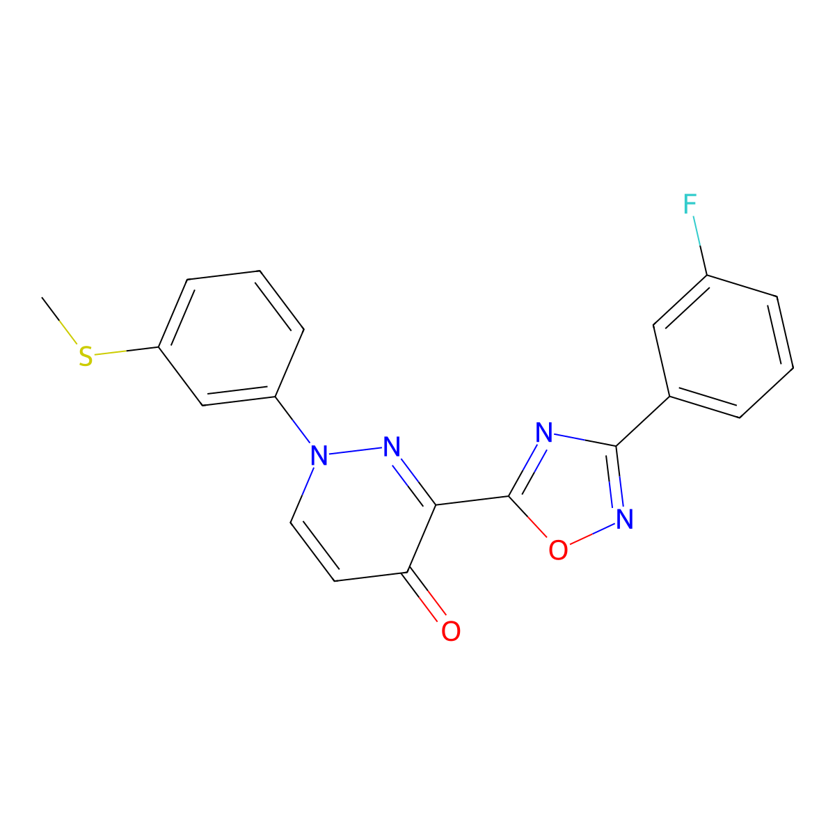 3-[3-(3-Fluorophenyl)-1,2,4-oxadiazol-5-yl]-1-[3-(methylsulfanyl)phenyl]-1,4-dihydropyridazin-4-one molecular structure, CAS 1251623-61-6