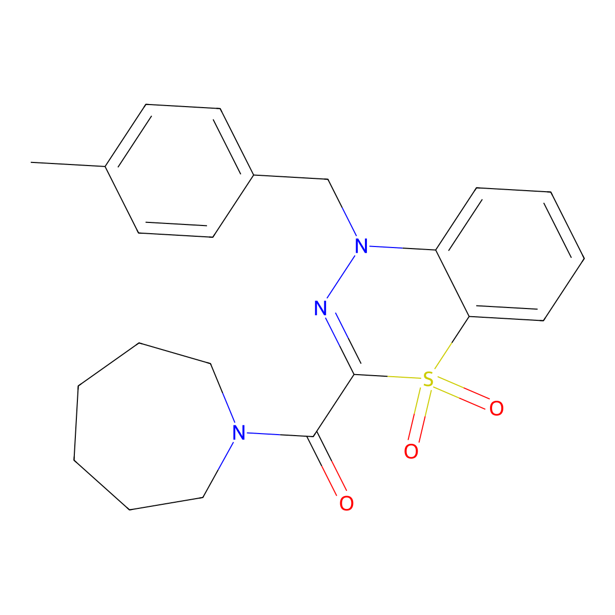 3-(azepane-1-carbonyl)-1-[(4-methylphenyl)methyl]-1H-4lambda6,1,2-benzothiadiazine-4,4-dione molecular structure, CAS 1251623-62-7