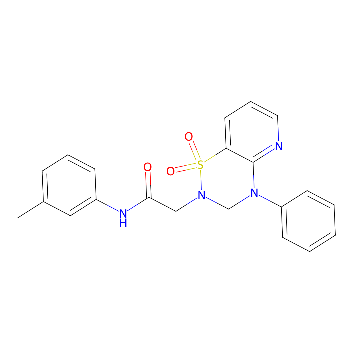 2-(1,1-dioxido-4-phenyl-3,4-dihydro-2H-pyrido[2,3-e][1,2,4]thiadiazin-2-yl)-N-(m-tolyl)acetamide molecular structure, CAS 1251623-65-0