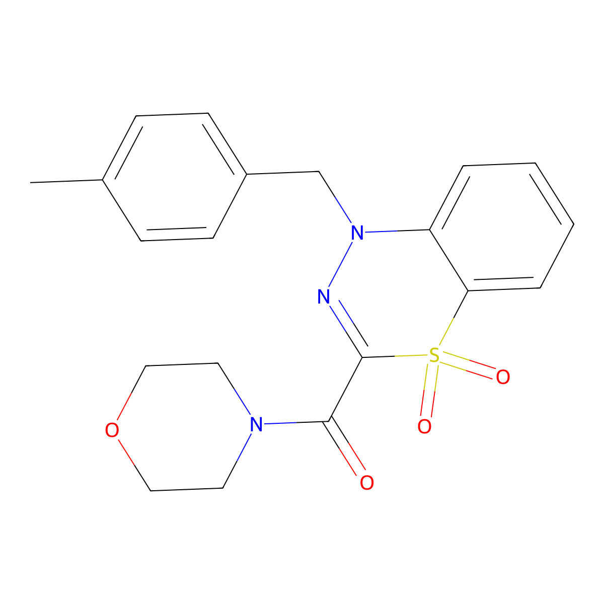 (1-(4-methylbenzyl)-4,4-dioxido-1H-benzo[e][1,3,4]thiadiazin-3-yl)(morpholino)methanone molecular structure, CAS 1251623-69-4