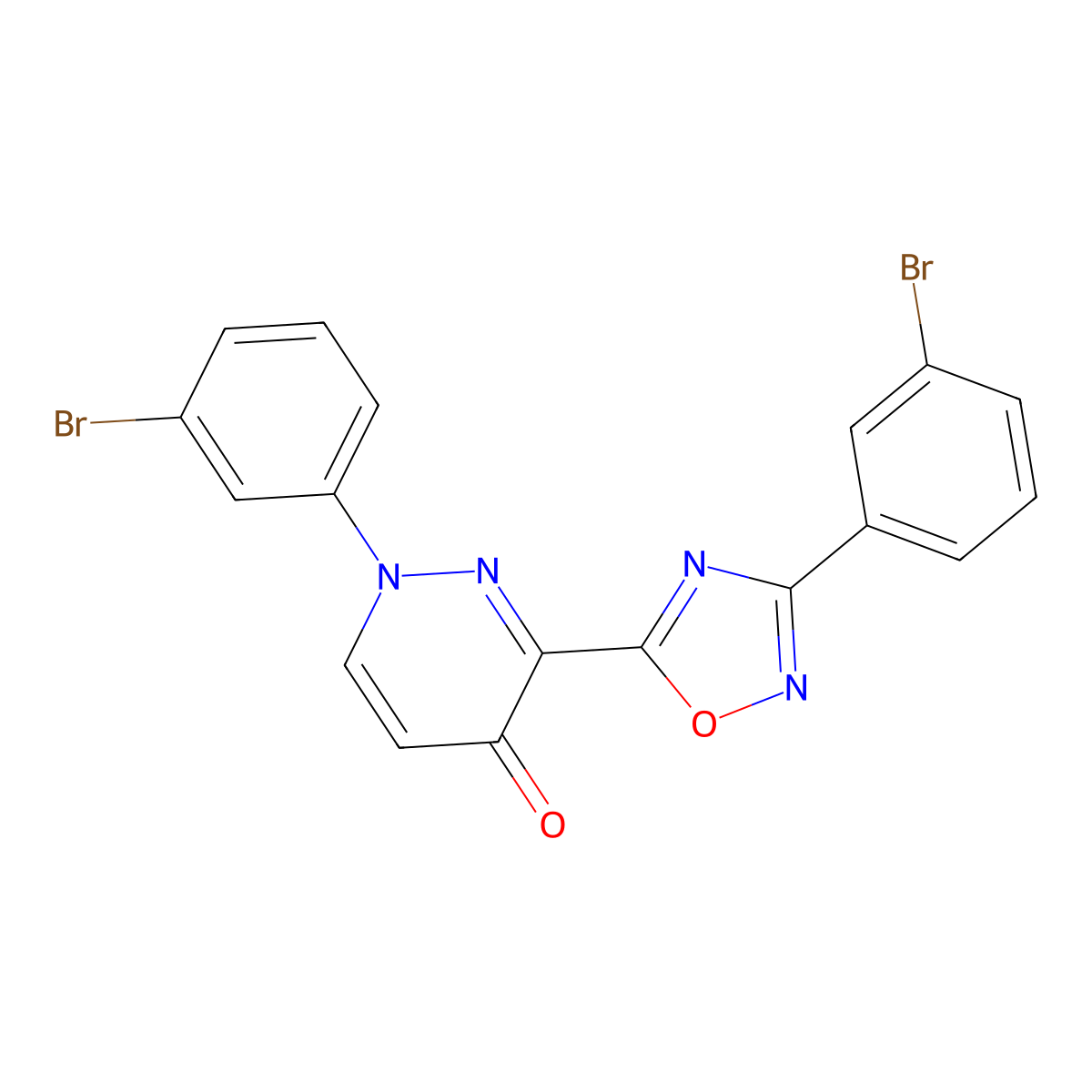 1-(3-Bromophenyl)-3-[3-(3-bromophenyl)-1,2,4-oxadiazol-5-yl]-1,4-dihydropyridazin-4-one molecular structure, CAS 1251623-70-7