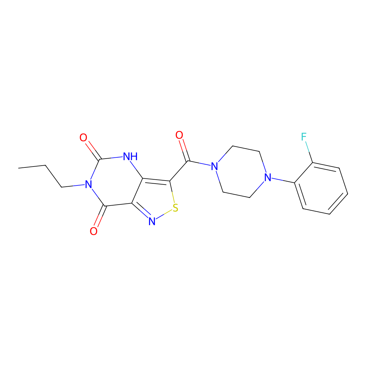 3-{[4-(2-fluorophenyl)piperazino]carbonyl}-6-propylisothiazolo[4,3-d]pyrimidine-5,7(4H,6H)-dione molecular structure, CAS 1251623-74-1