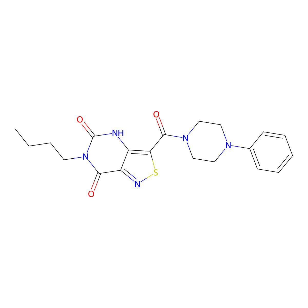 6-butyl-3-(4-phenylpiperazine-1-carbonyl)-4H,5H,6H,7H-[1,2]thiazolo[4,3-d]pyrimidine-5,7-dione molecular structure, CAS 1251623-77-4