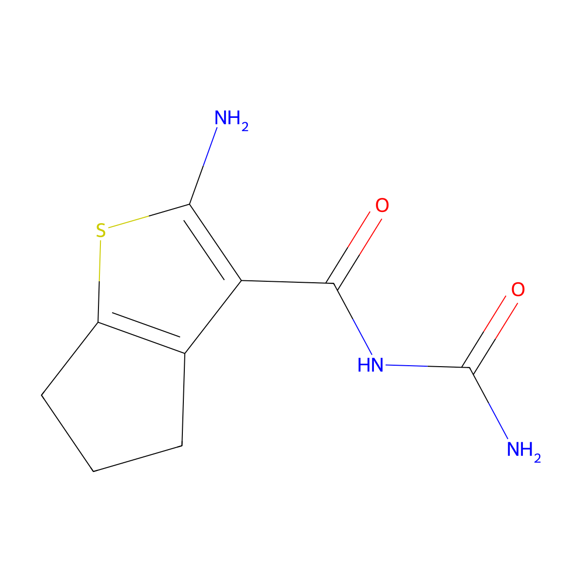 2-amino-N-carbamoyl-5,6-dihydro-4H-cyclopenta[b]thiophene-3-carboxamide molecular structure, CAS 1251623-78-5