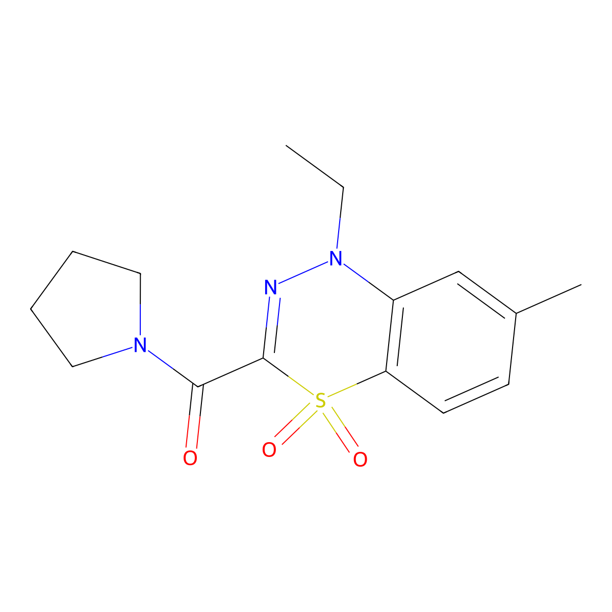 1-ethyl-7-methyl-3-(1-pyrrolidinylcarbonyl)-4lambda~6~,1,2-benzothiadiazine-4,4(1H)-dione molecular structure, CAS 1251623-79-6