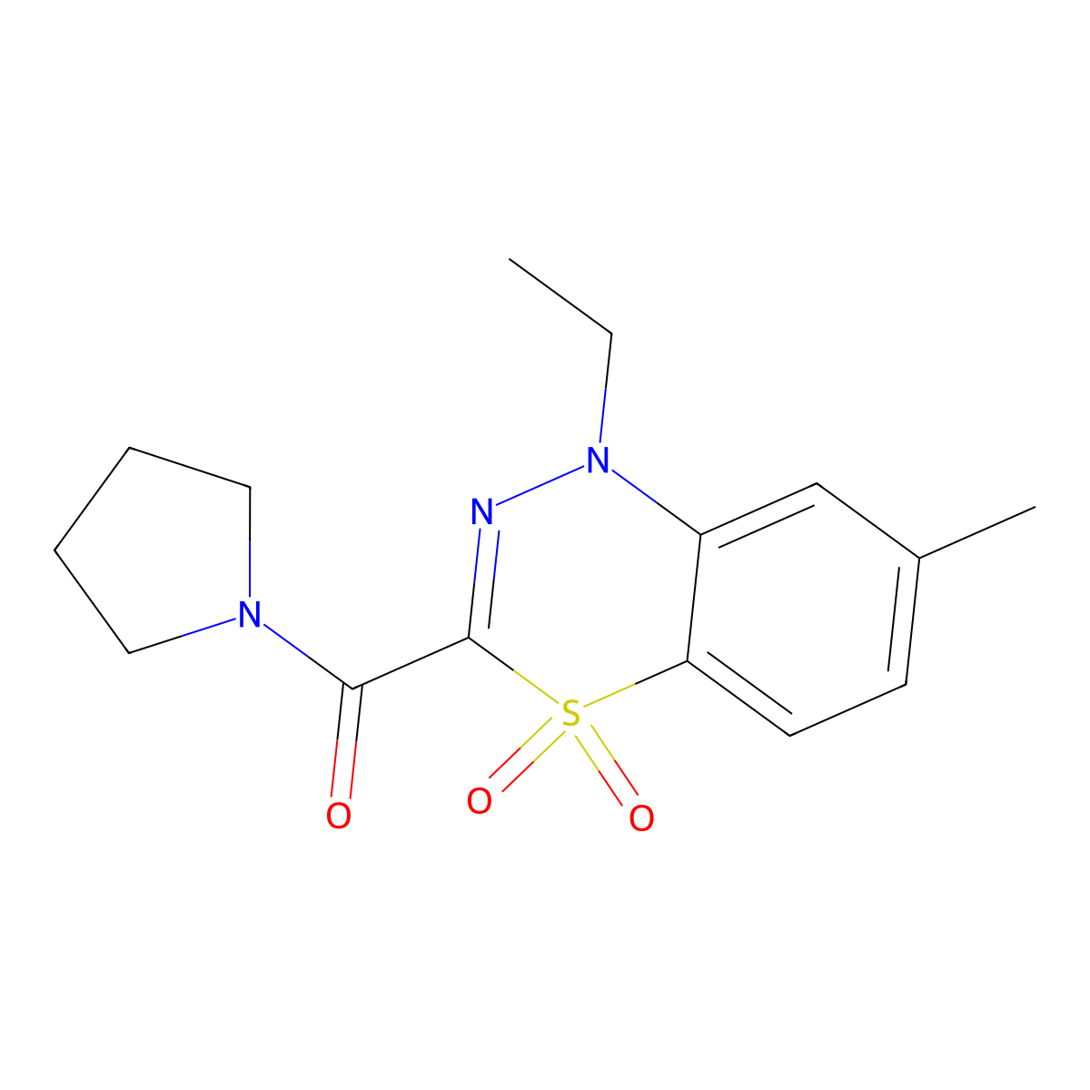 1-ethyl-7-methyl-3-(1-pyrrolidinylcarbonyl)-4lambda~6~,1,2-benzothiadiazine-4,4(1H)-dione molecular structure, CAS 1251623-79-6