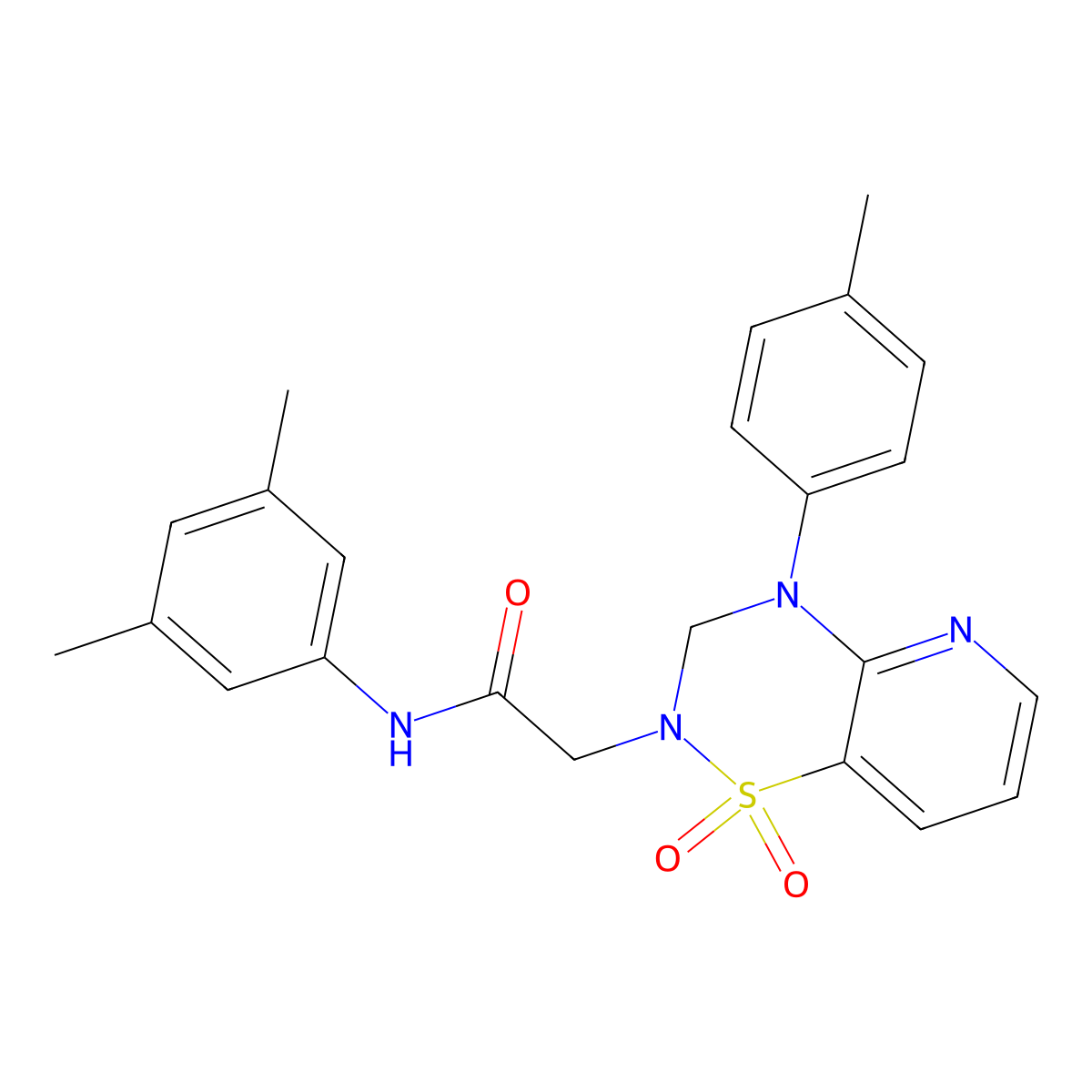 N-(3,5-dimethylphenyl)-2-(1,1-dioxido-4-(p-tolyl)-3,4-dihydro-2H-pyrido[2,3-e][1,2,4]thiadiazin-2-yl)acetamide molecular structure, CAS 1251623-81-0
