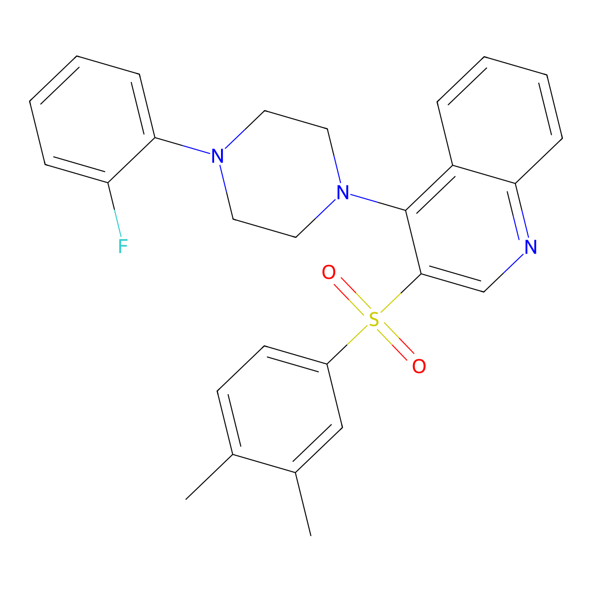 3-(3,4-Dimethylbenzenesulfonyl)-4-[4-(2-fluorophenyl)piperazin-1-yl]quinoline molecular structure, CAS 1251623-87-6