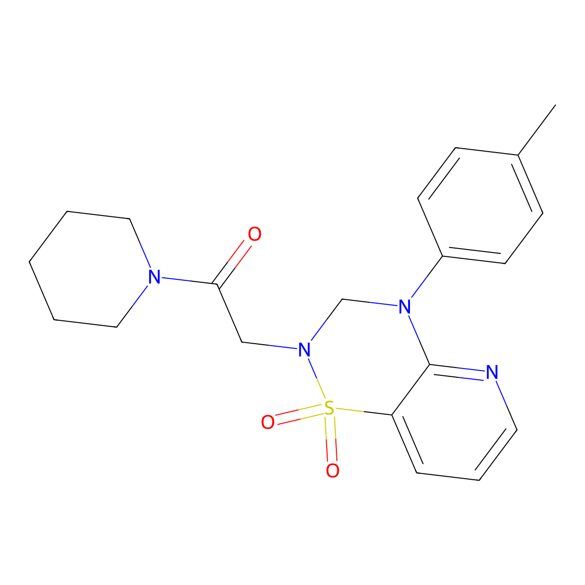 4-(4-methylphenyl)-2-[2-oxo-2-(piperidin-1-yl)ethyl]-2H,3H,4H-1lambda6-pyrido[2,3-e][1,2,4]thiadiazine-1,1-dione molecular structure, CAS 1251623-89-8