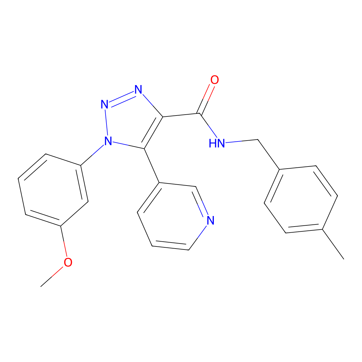 1-(3-methoxyphenyl)-N-[(4-methylphenyl)methyl]-5-(pyridin-3-yl)-1H-1,2,3-triazole-4-carboxamide molecular structure, CAS 1251623-95-6
