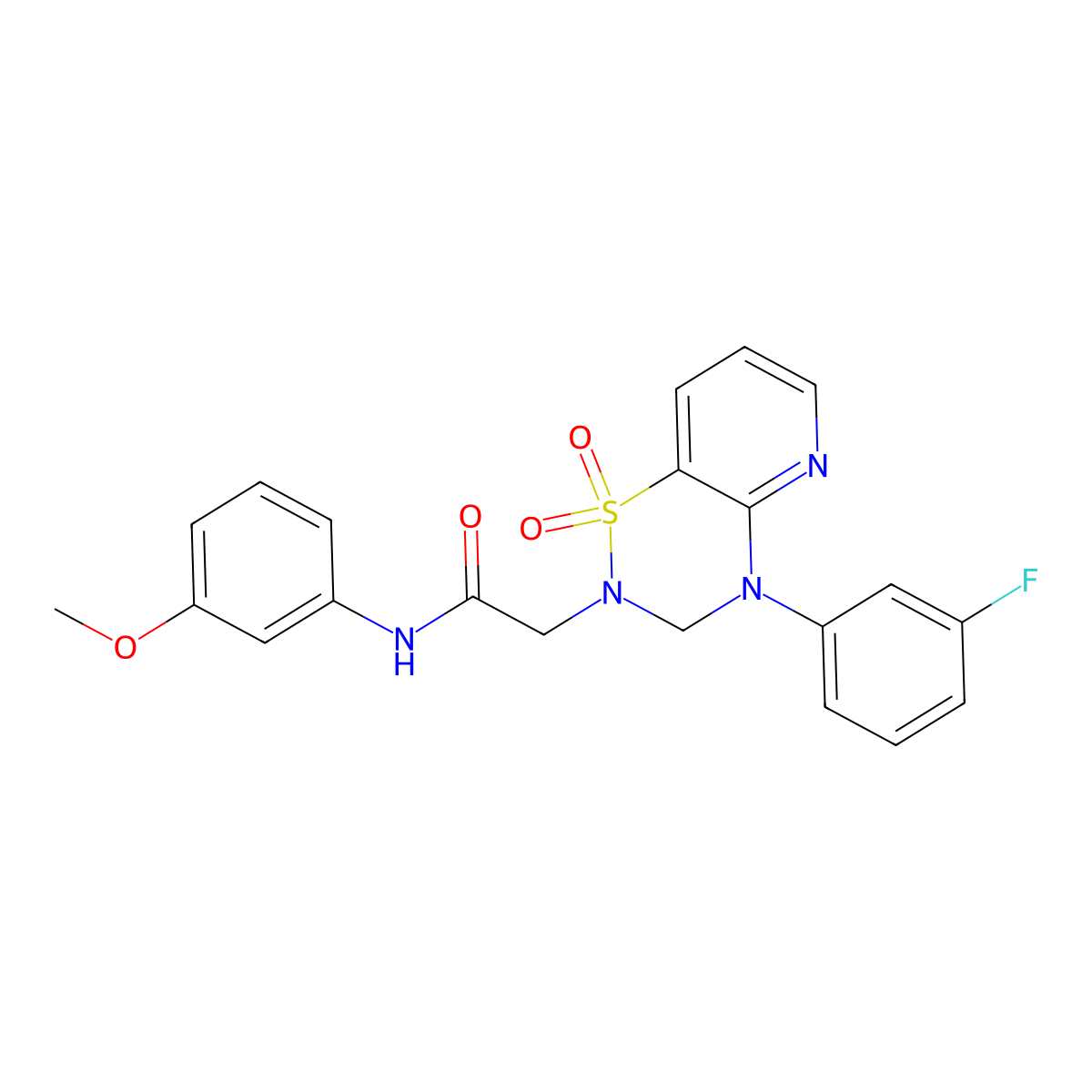 2-(4-(3-fluorophenyl)-1,1-dioxido-3,4-dihydro-2H-pyrido[2,3-e][1,2,4]thiadiazin-2-yl)-N-(3-methoxyphenyl)acetamide molecular structure, CAS 1251623-99-0