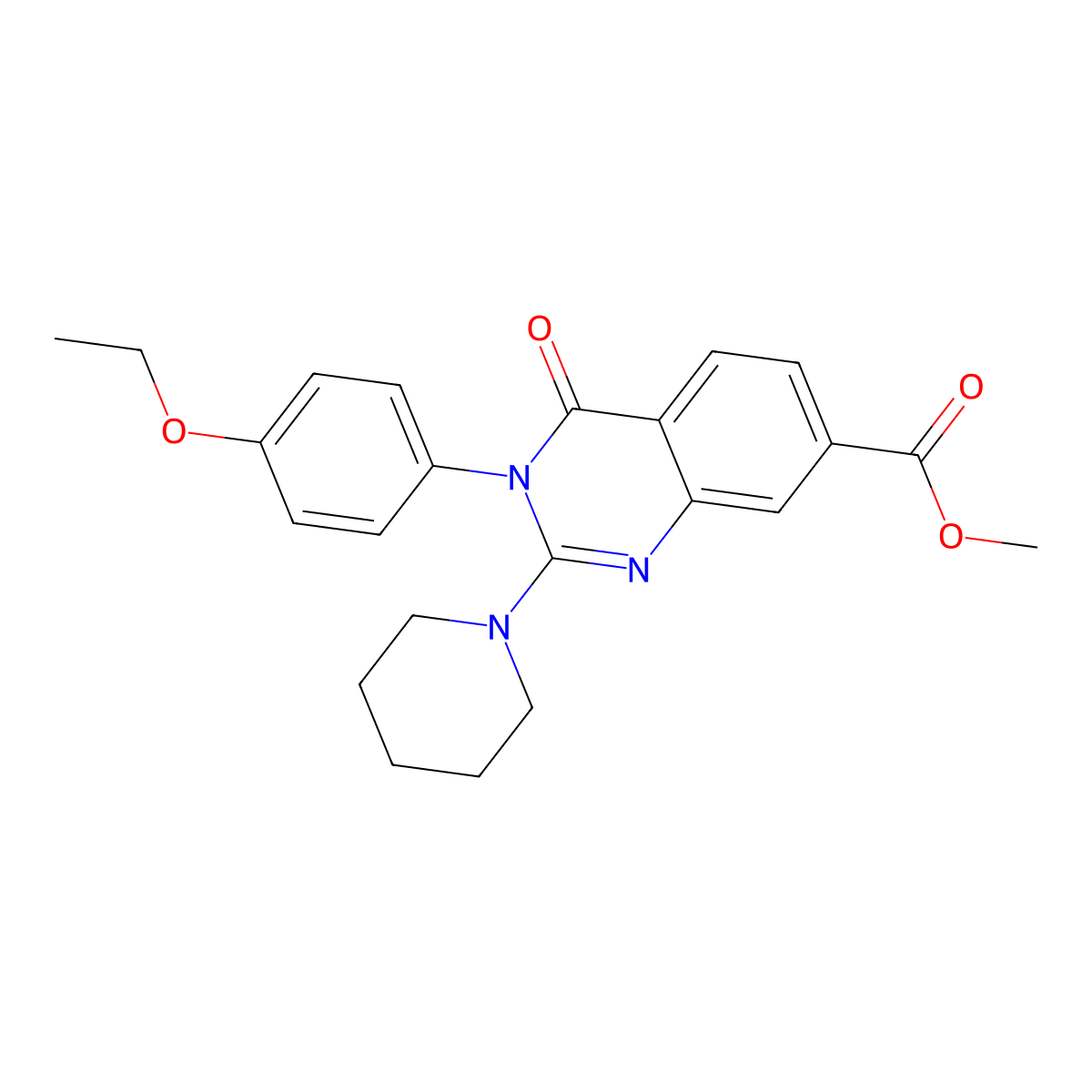 Methyl 3-(4-ethoxyphenyl)-4-oxo-2-(piperidin-1-yl)-3,4-dihydroquinazoline-7-carboxylate molecular structure, CAS 1251624-02-8