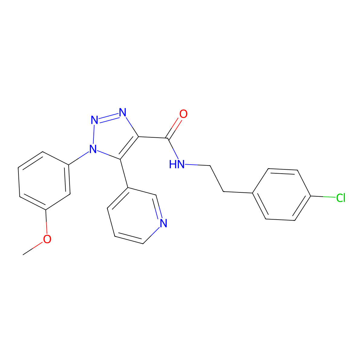 N-(4-chlorophenethyl)-1-(3-methoxyphenyl)-5-(pyridin-3-yl)-1H-1,2,3-triazole-4-carboxamide molecular structure, CAS 1251624-04-0