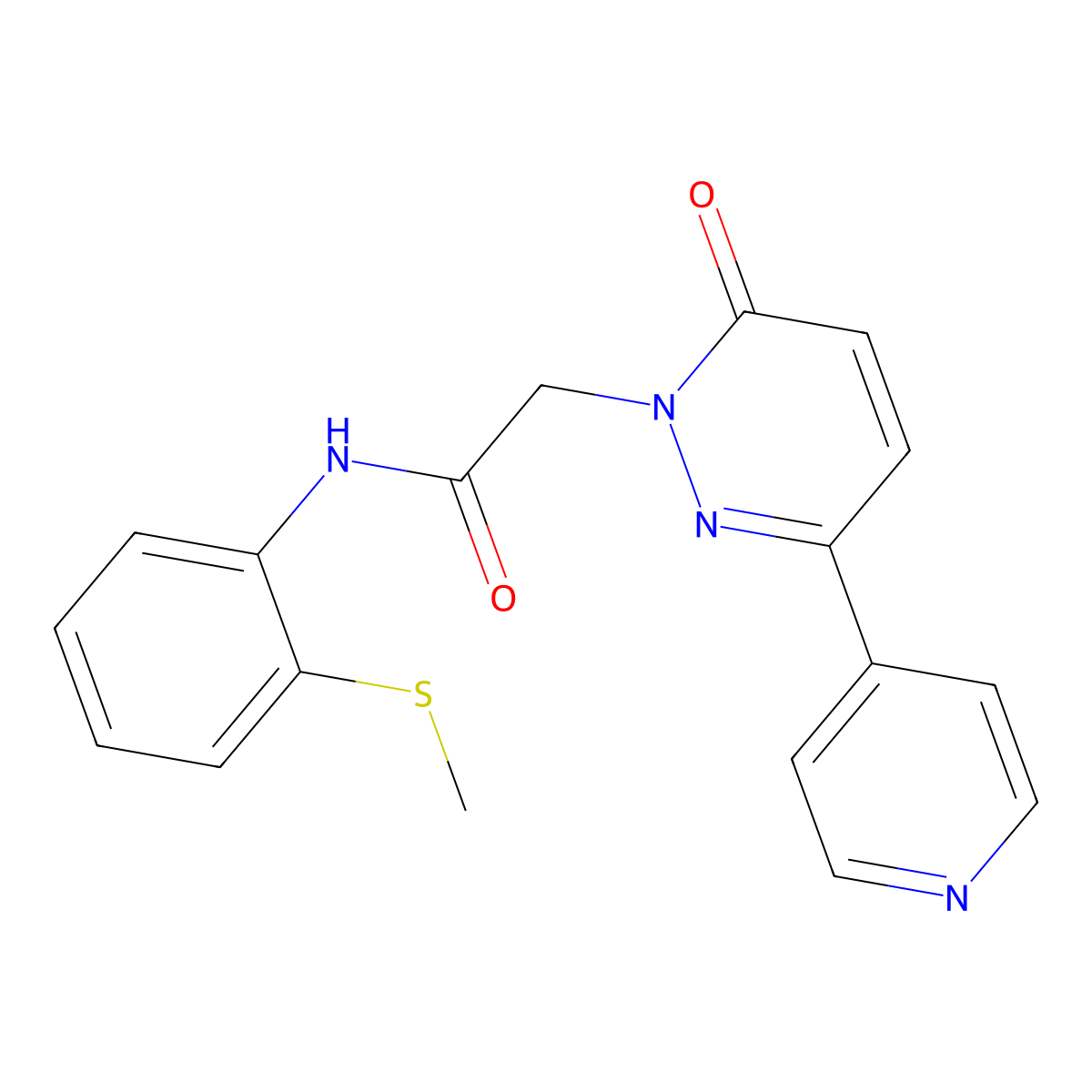 N-(2-(methylthio)phenyl)-2-(6-oxo-3-(pyridin-4-yl)pyridazin-1(6H)-yl)acetamide molecular structure, CAS 1251624-14-2