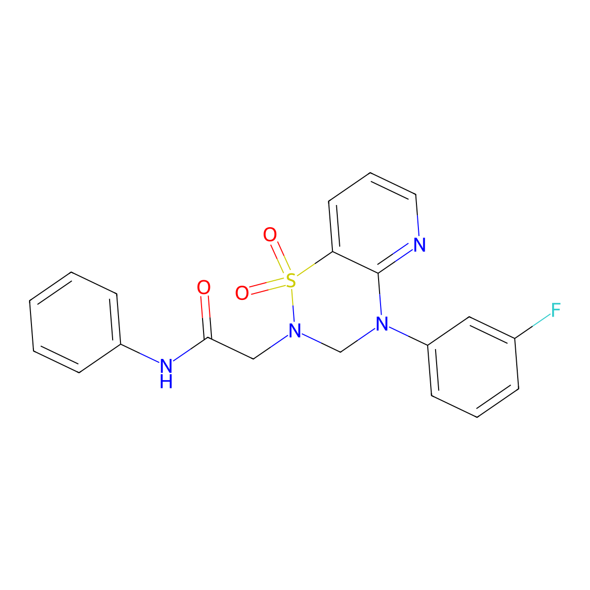 2-[4-(3-fluorophenyl)-1,1-dioxo-2H,3H,4H-1lambda6-pyrido[2,3-e][1,2,4]thiadiazin-2-yl]-N-phenylacetamide molecular structure, CAS 1251624-16-4