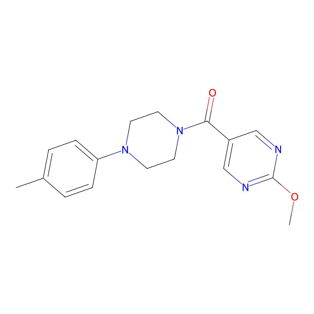 (2-Methoxypyrimidin-5-yl)(4-(p-tolyl)piperazin-1-yl)methanone molecular structure, CAS 1251624-19-7
