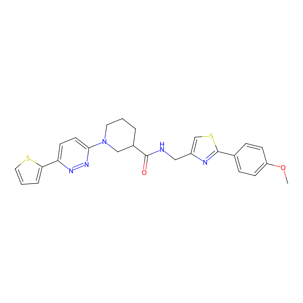 N-((2-(4-methoxyphenyl)thiazol-4-yl)methyl)-1-(6-(thiophen-2-yl)pyridazin-3-yl)piperidine-3-carboxamide molecular structure, CAS 1251624-20-0