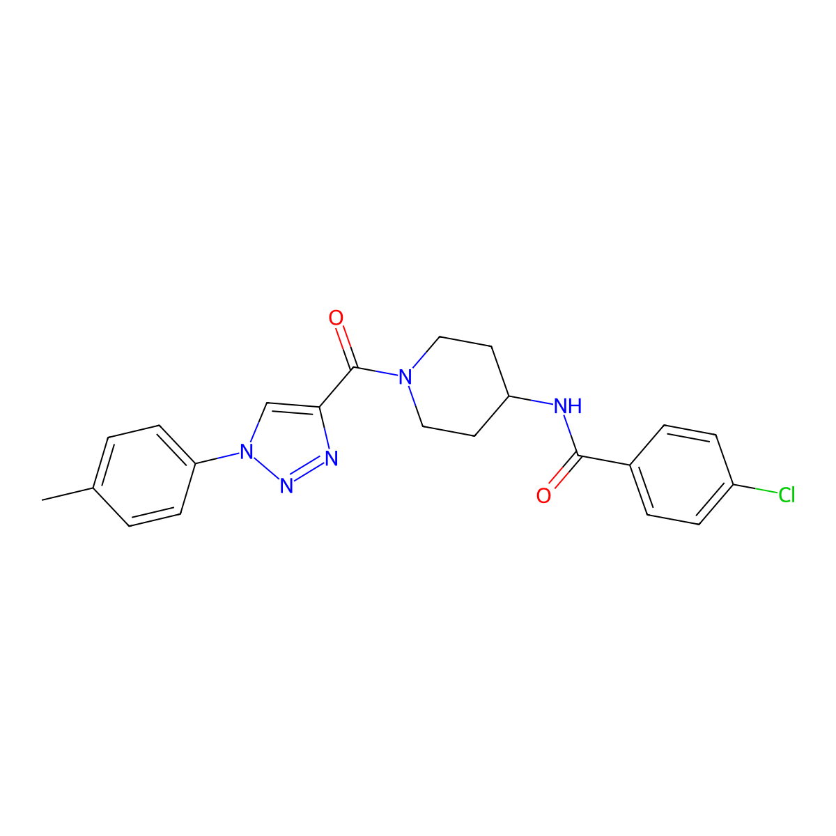 4-chloro-N-(1-(1-(p-tolyl)-1H-1,2,3-triazole-4-carbonyl)piperidin-4-yl)benzamide molecular structure, CAS 1251624-25-5