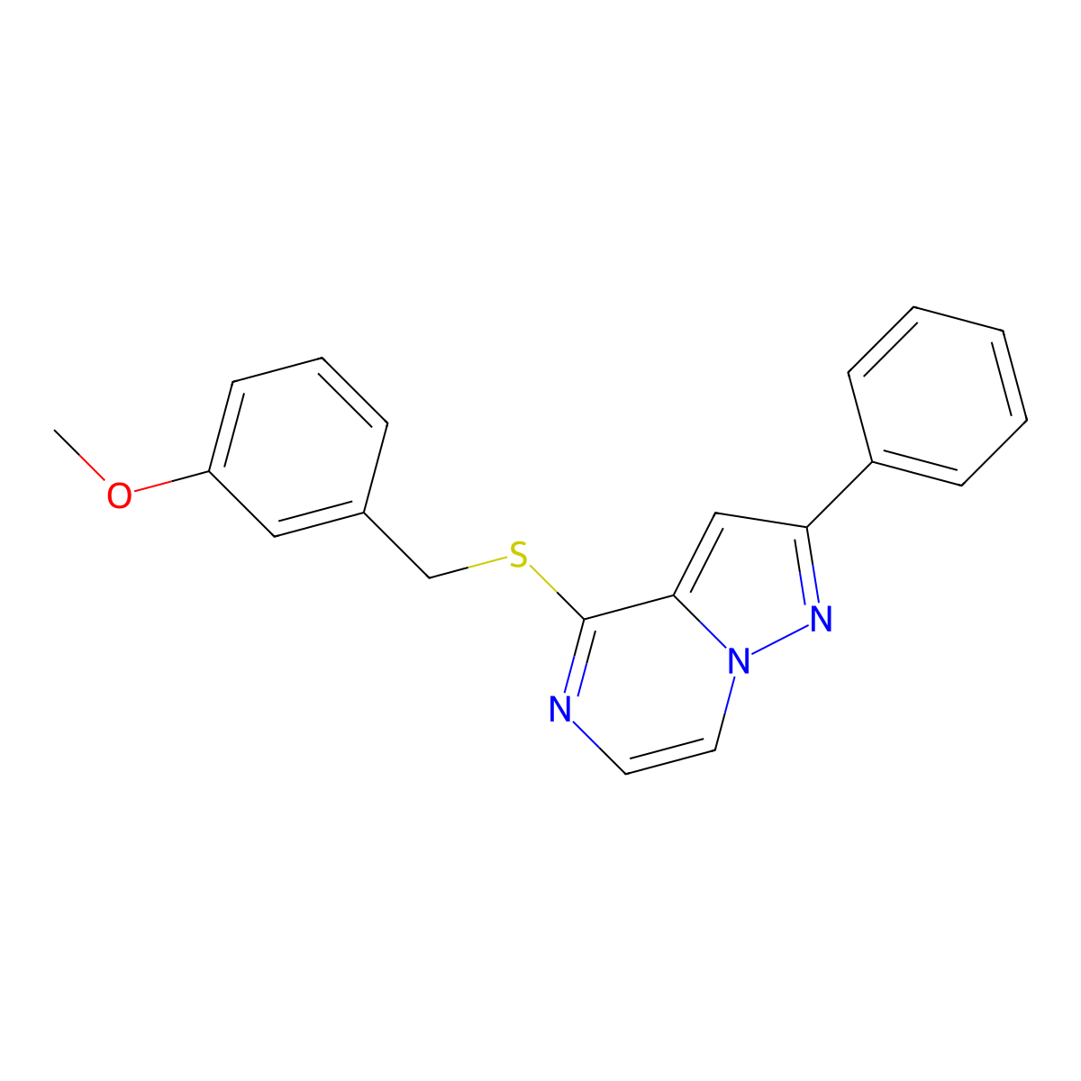 4-[(3-Methoxybenzyl)thio]-2-phenylpyrazolo[1,5-a]pyrazine molecular structure, CAS 1251624-28-8