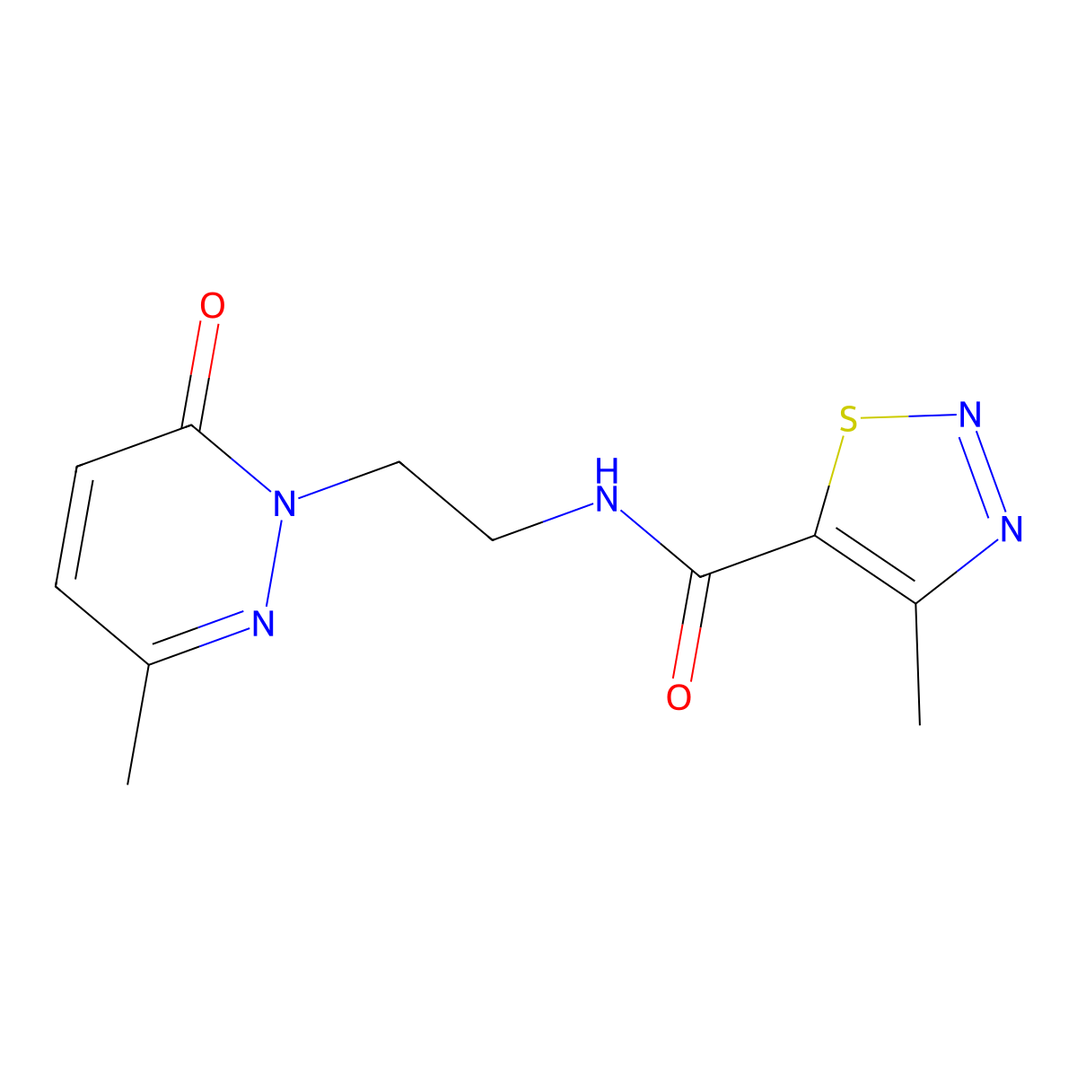 4-methyl-N-[2-(3-methyl-6-oxo-1,6-dihydropyridazin-1-yl)ethyl]-1,2,3-thiadiazole-5-carboxamide molecular structure, CAS 1251624-34-6