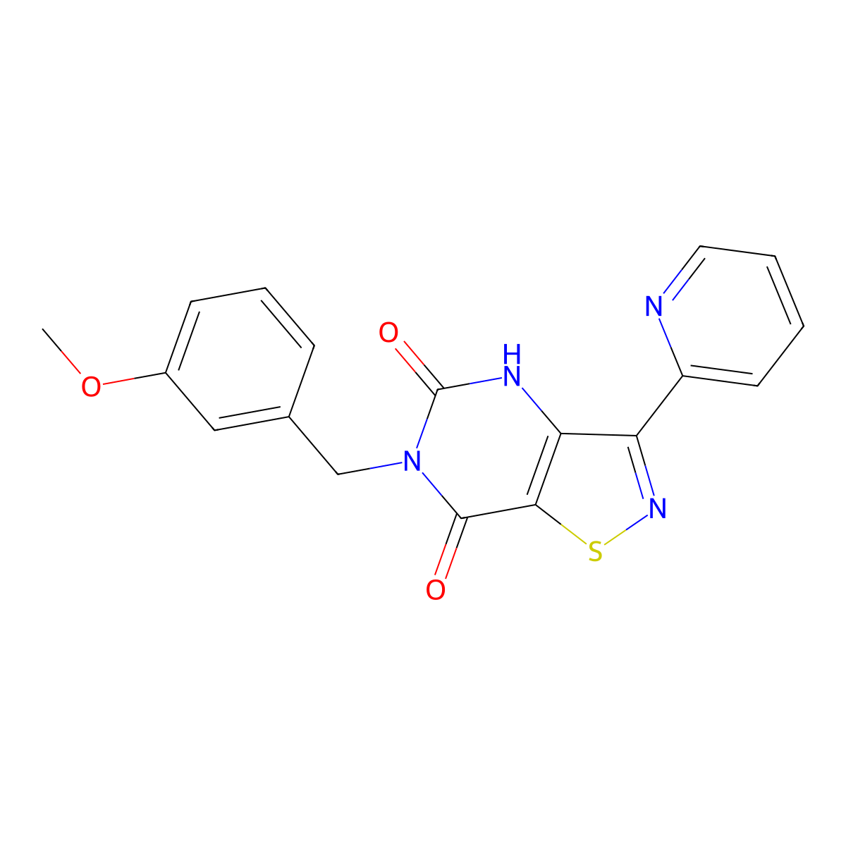 6-[(3-methoxyphenyl)methyl]-3-(pyridin-2-yl)-4H,5H,6H,7H-[1,2]thiazolo[4,5-d]pyrimidine-5,7-dione molecular structure, CAS 1251624-45-9