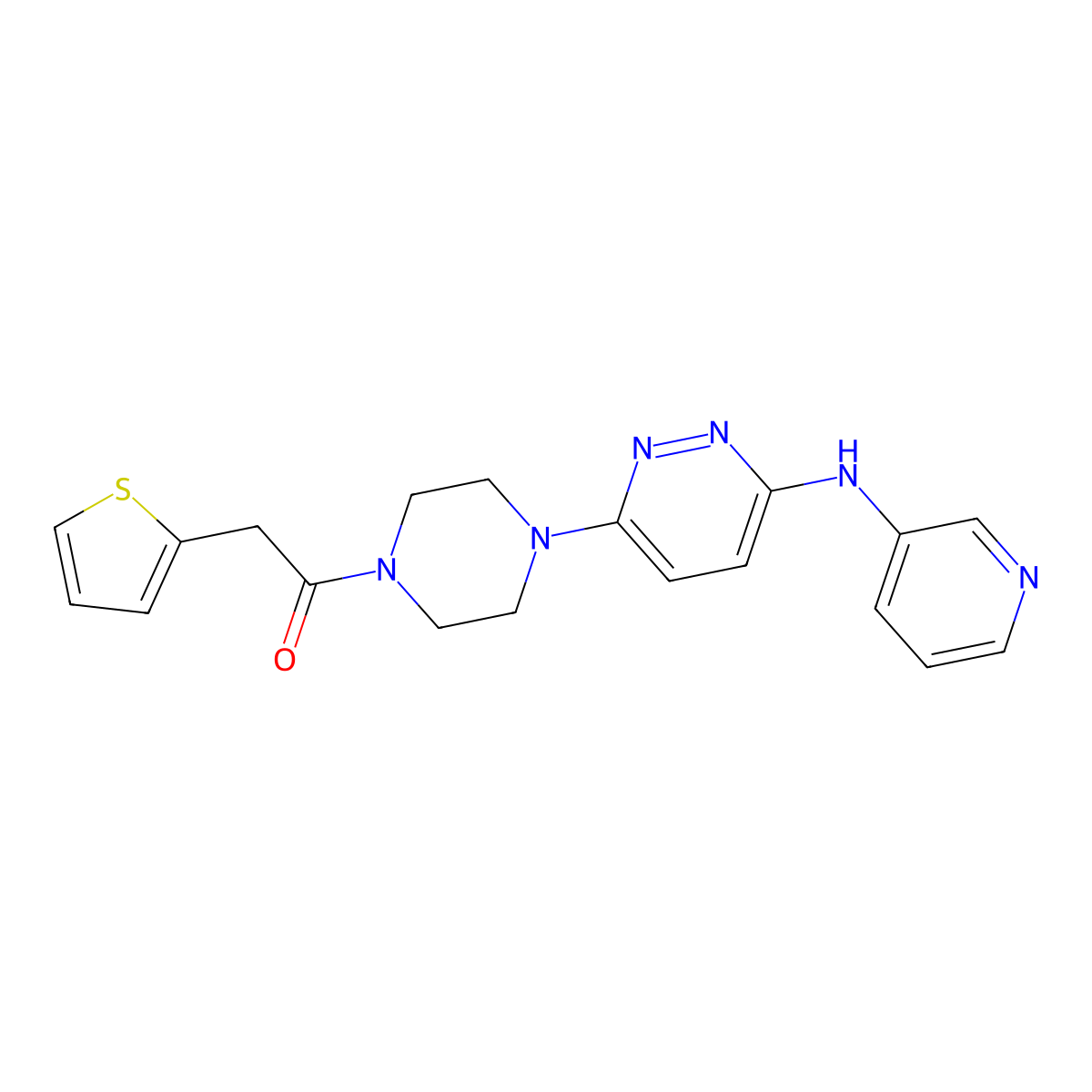 1-(4-(6-(Pyridin-3-ylamino)pyridazin-3-yl)piperazin-1-yl)-2-(thiophen-2-yl)ethanone molecular structure, CAS 1251624-49-3