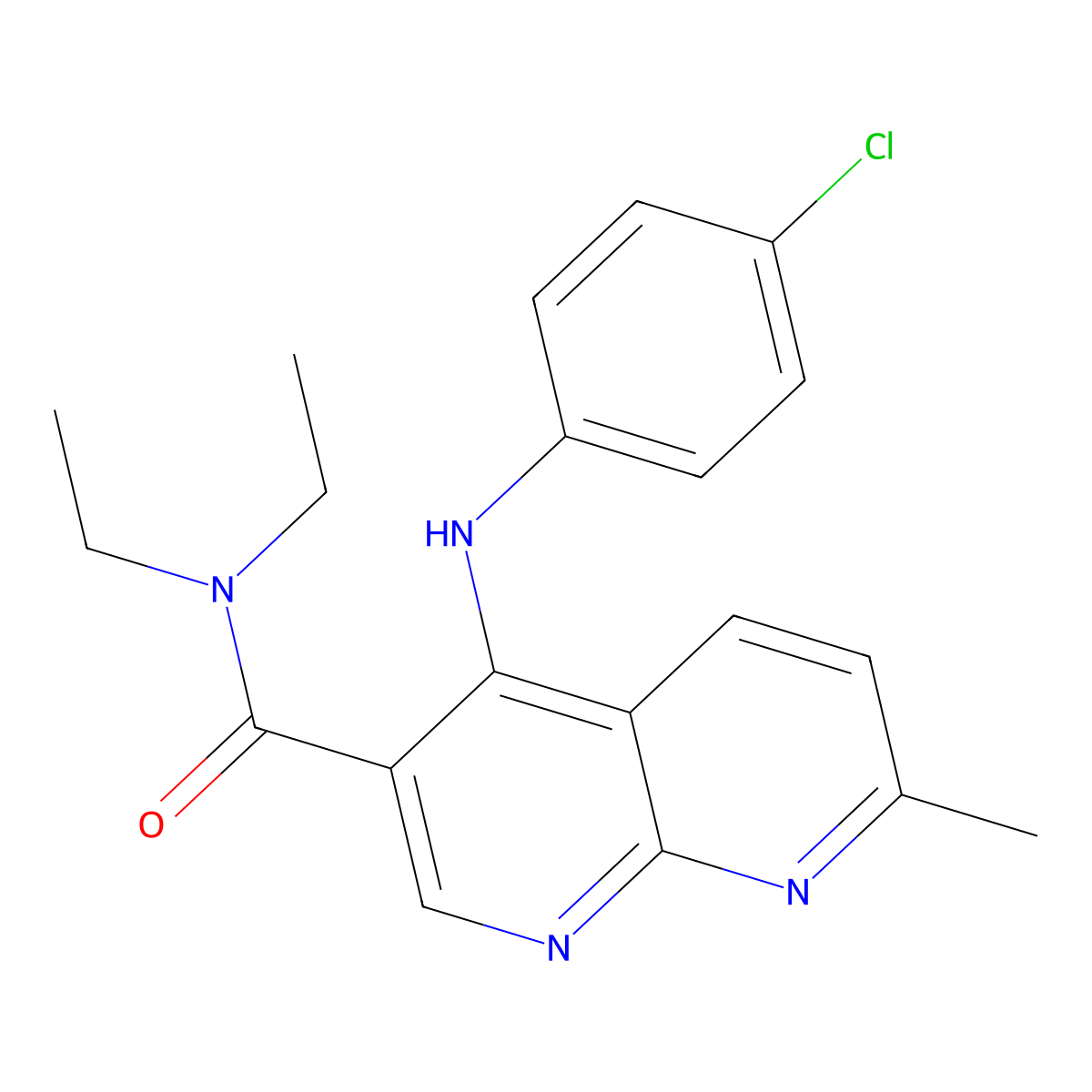 4-[(4-chlorophenyl)amino]-N,N-diethyl-7-methyl-1,8-naphthyridine-3-carboxamide molecular structure, CAS 1251624-57-3