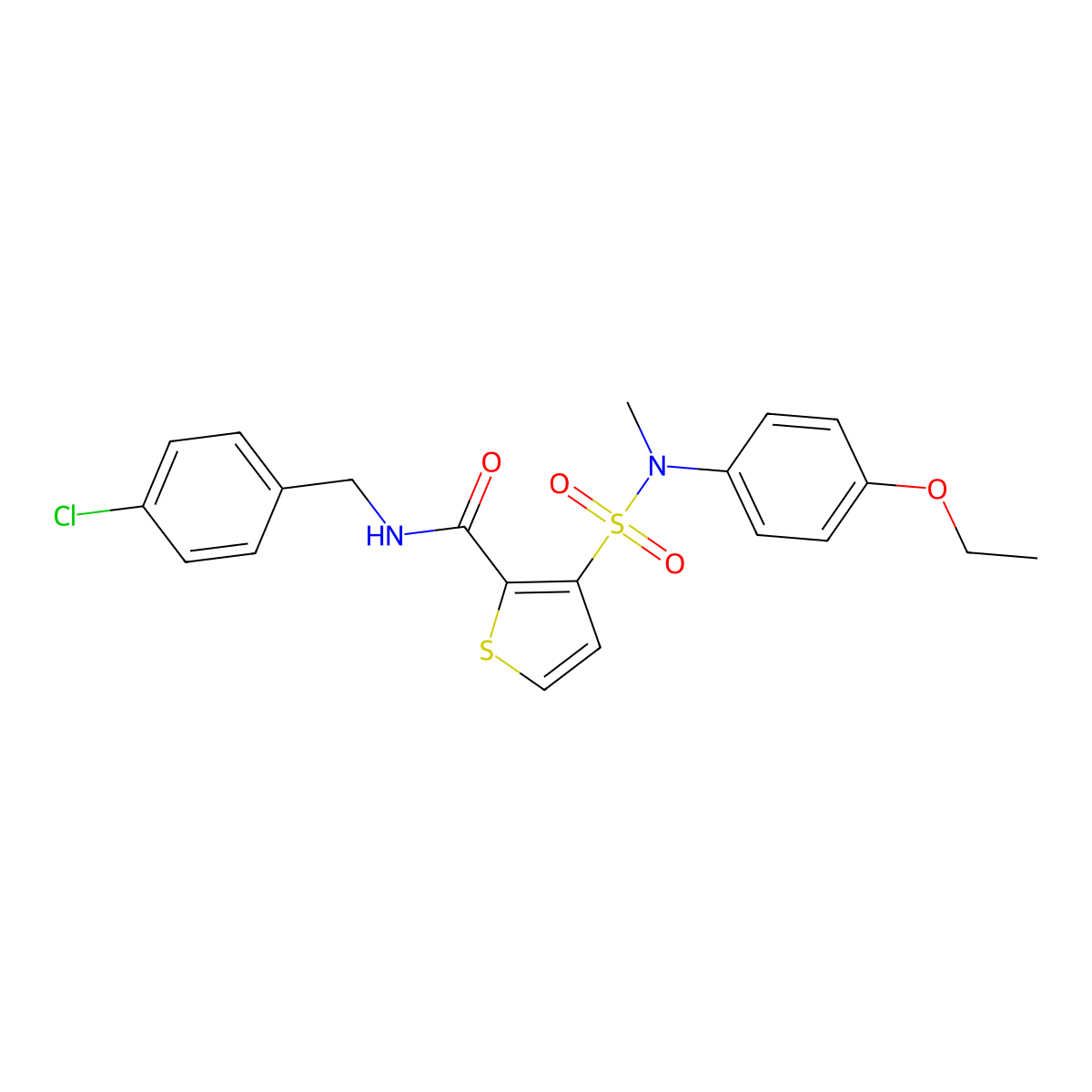 N-[(4-Chlorophenyl)methyl]-3-[(4-ethoxyphenyl)(methyl)sulfamoyl]thiophene-2-carboxamide molecular structure, CAS 1251624-58-4