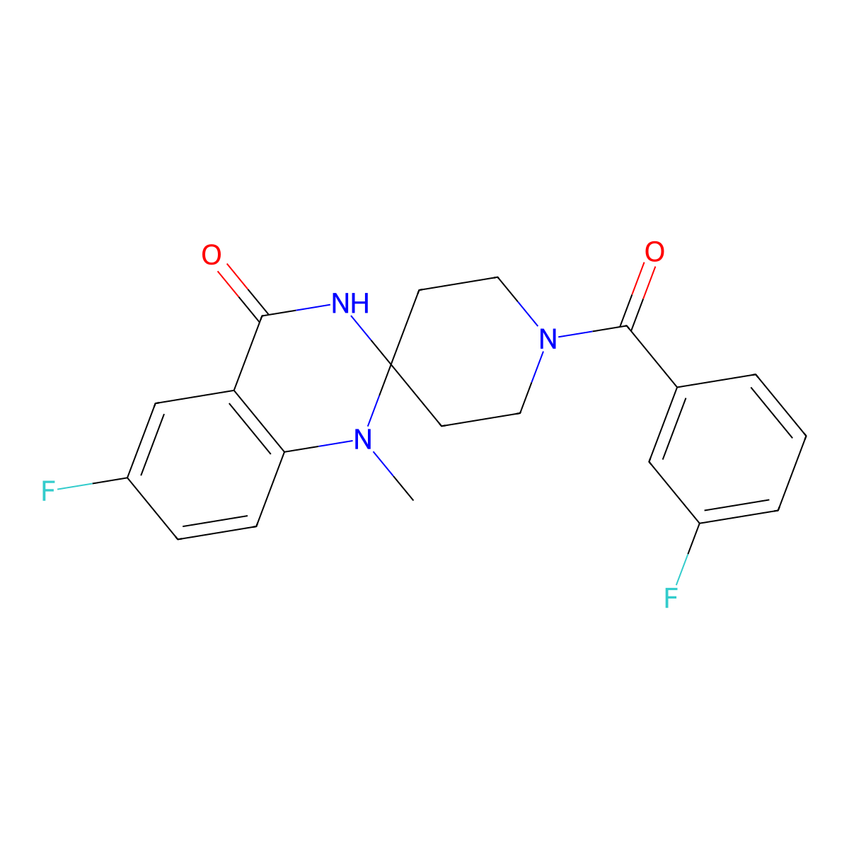 6'-fluoro-1-(3-fluorobenzoyl)-1'-methyl-3',4'-dihydro-1'H-spiro[piperidine-4,2'-quinazoline]-4'-one molecular structure, CAS 1251624-63-1