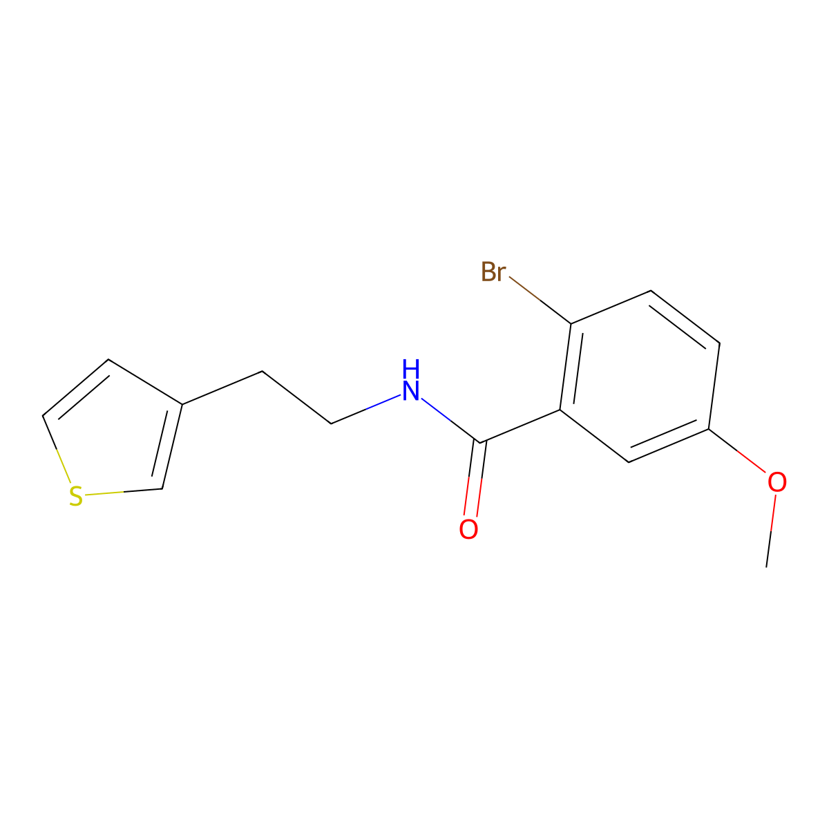 2-bromo-5-methoxy-N-[2-(thiophen-3-yl)ethyl]benzamide molecular structure, CAS 1251624-67-5