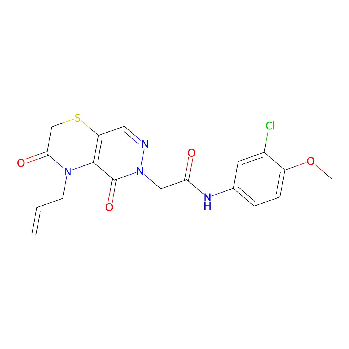 2-(4-allyl-3,5-dioxo-3,4-dihydro-2H-pyridazino[4,5-b][1,4]thiazin-6(5H)-yl)-N-(3-chloro-4-methoxyphenyl)acetamide molecular structure, CAS 1251624-69-7