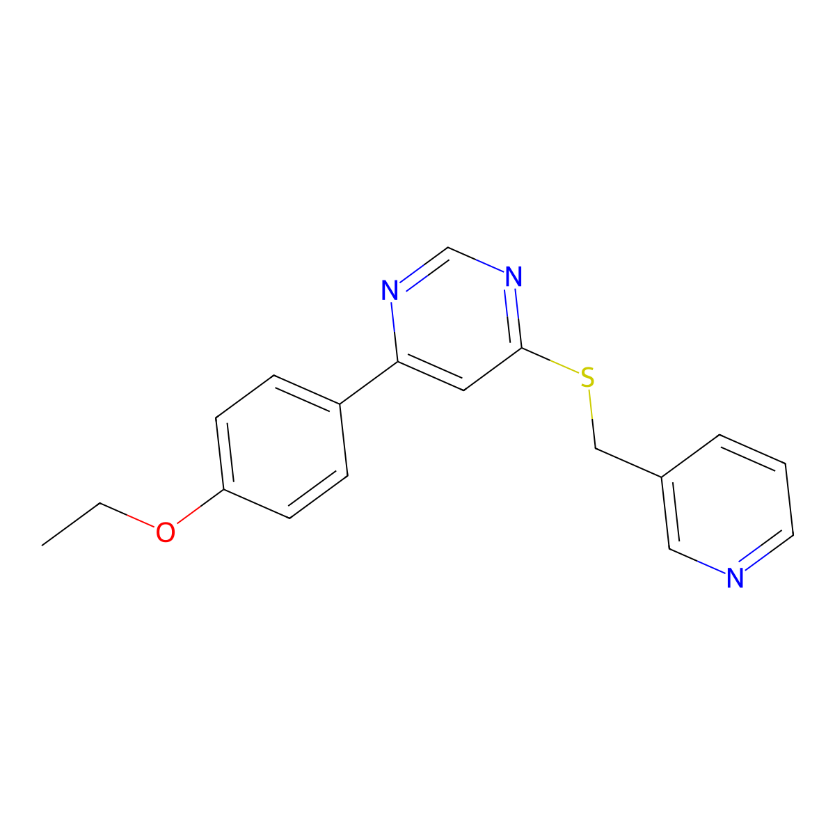 4-(4-Ethoxyphenyl)-6-((pyridin-3-ylmethyl)thio)pyrimidine molecular structure, CAS 1251624-72-2